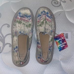 NWT Sanuk Donna St X Grateful Dead Shoes - Size 9 - Tie Dye Hemp